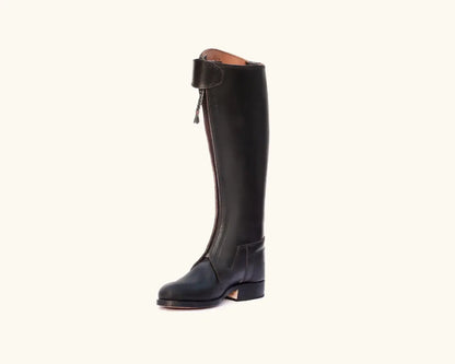 Power four layer polo boots in black full grain leather by Polo Renoir side view