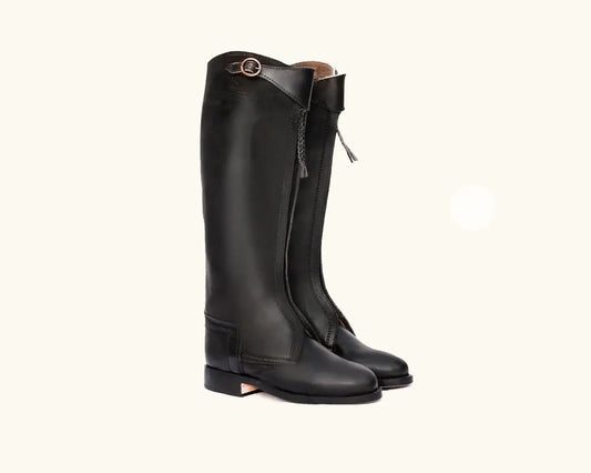 Sprint two layer riding boots in brown full grain leather by Polo Renoir front view